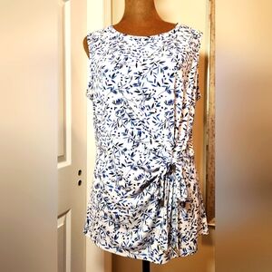 Tommy Hilfiger Blue and White Floral Sleeveless Top